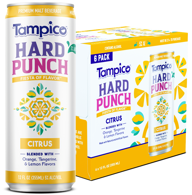 Tampico Hard Punch Citrus single can and six pack.